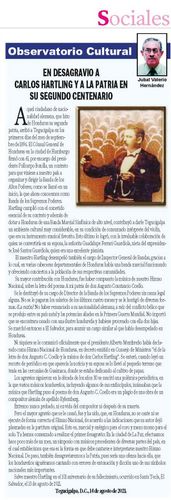 En desagravio a Carlos Hartling y a la Patria en su segundo centenario